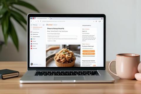 Interfața intuitivă a platformei online de rețete Jule-tyre, afișată pe un laptop
